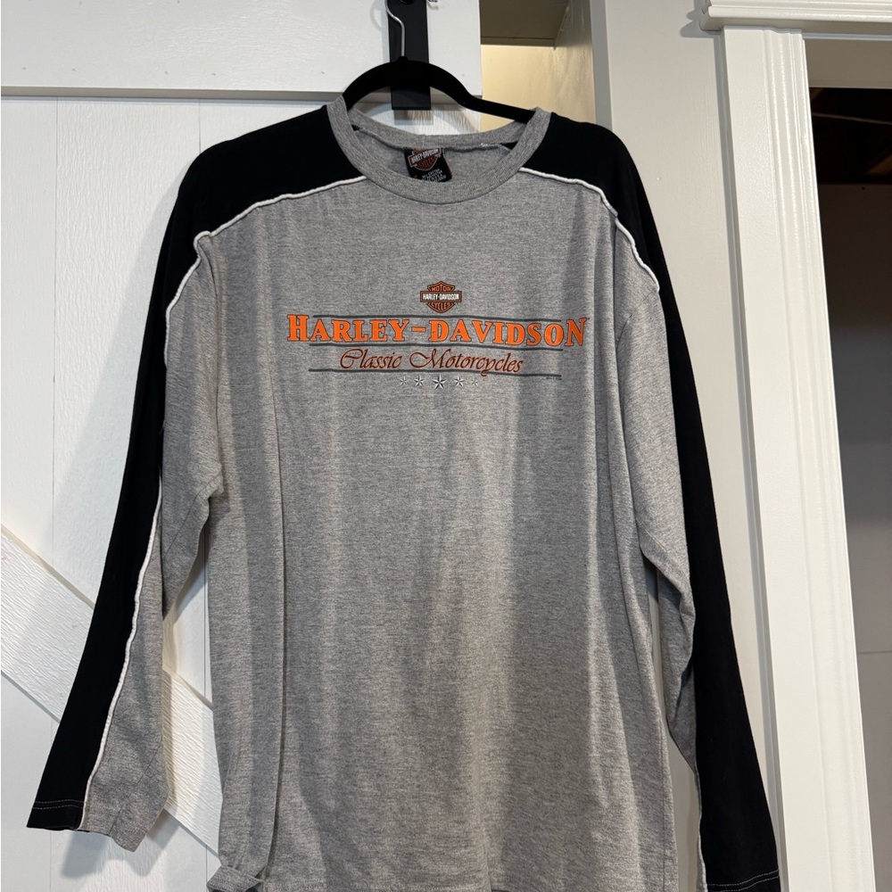 Vintage Harley-Davidson Gray and Black Long Sleeve Tee
